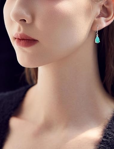 Miniatura 3 de Vesitim Opal Earrings for Women 925 Sterling Silver Teardrop Solitaire Dangle Drop Earring October Birthstone Jewelry Gift with Created Opal