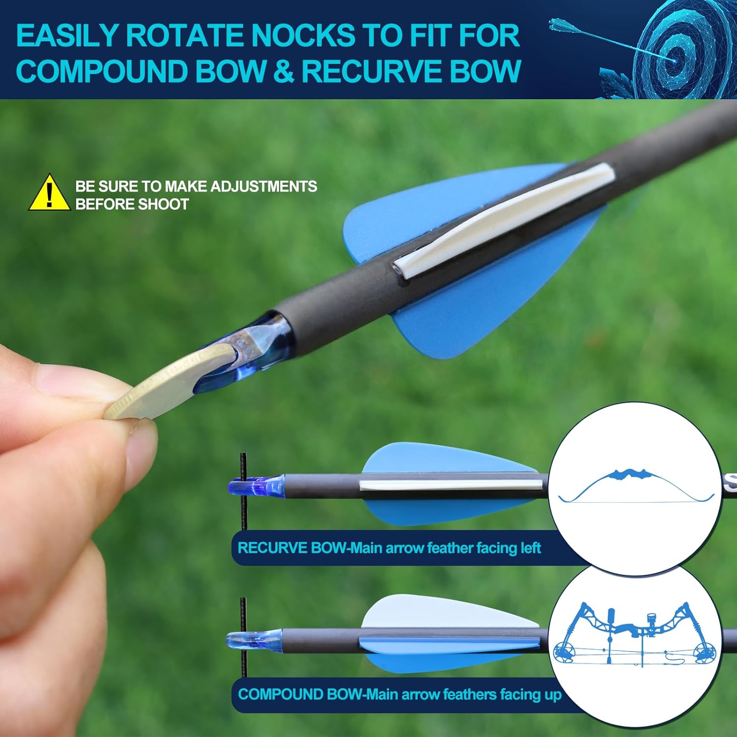 31'' Hunting Arrows Pure Carbon Shaft +/-0.006 with 100 Grain Broadheads and 6.2mm Lighted Nocks Spine350