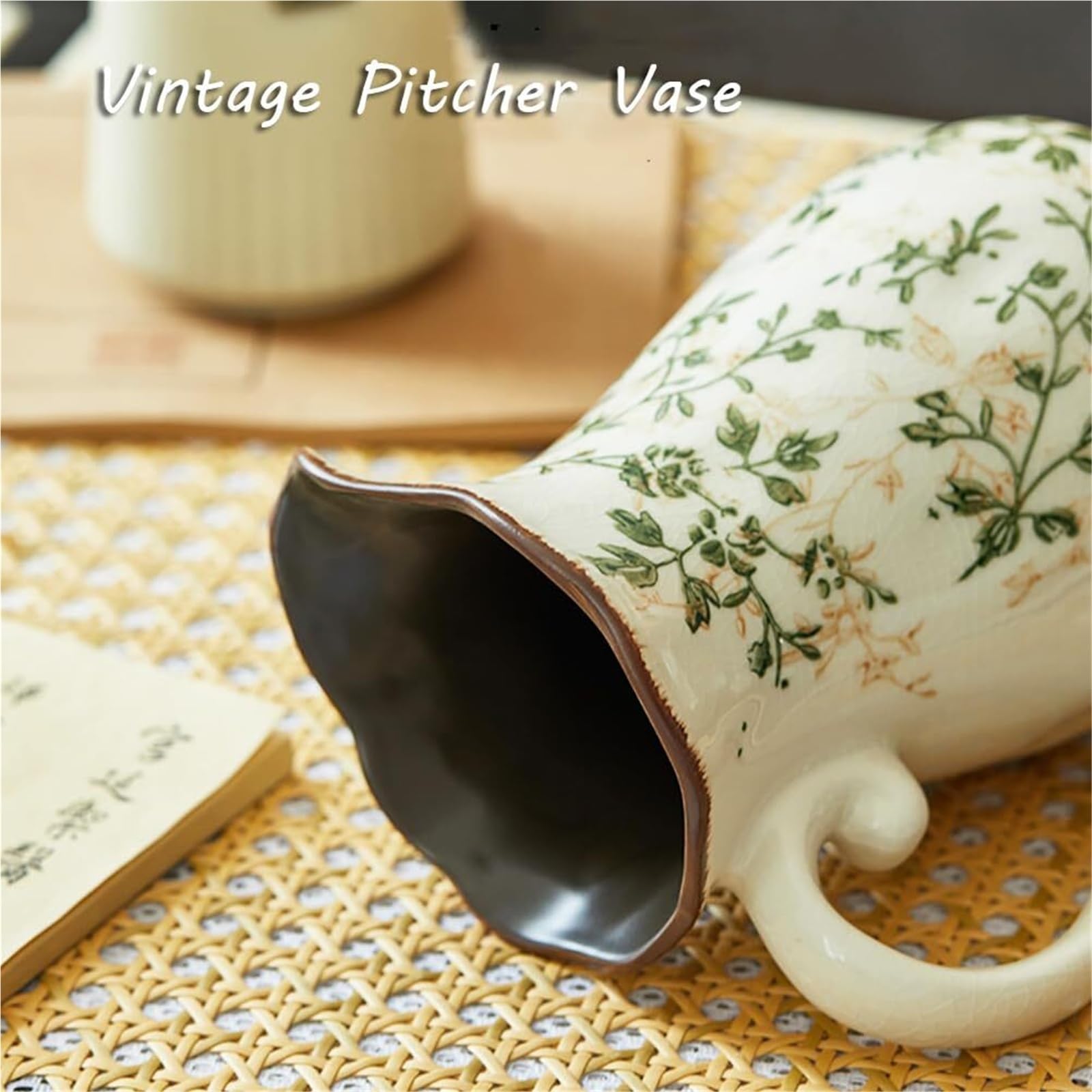 Wazony na kwiaty, ceramiczny, zielony, kwiatowy, Chinoiserie Crackle porcelanowe wazony na stół, akcesoria do salonu (G1)