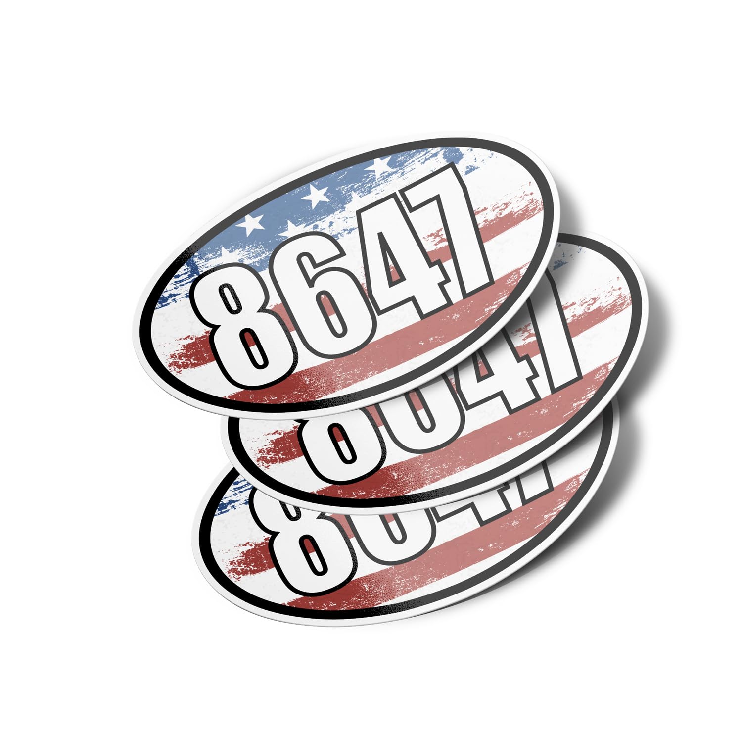 8647 USA Flag Oval Vinyl Bumper Stickers (3 Pack)