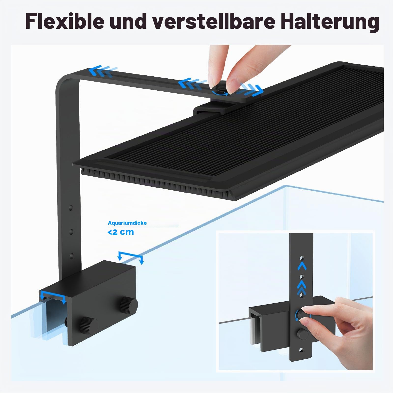 AQQA Aquarium LED Beleuchtung,24/7 Modus Clip-on Aquarium Licht,DIY-Modus Vollspektrum Aquarium Pflanzenlicht,14W Einstellbarer Timer/Helligkeit mit Memory-Funktion, für 30-45cm Aquarien