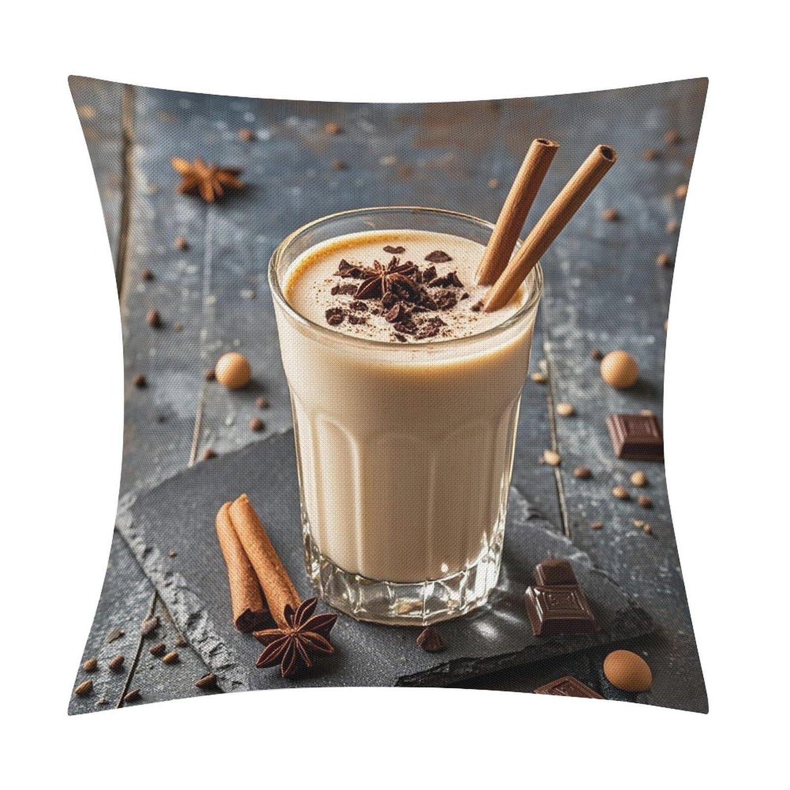FekiLoot Eggnog Throw Pillow Cover Soft Square Cushion Case Farmhouse Cushion Cover Decorative Pillow Cover Modern Pillowcase for Sofa Living Room Bed Home Decor 18x18 Inch