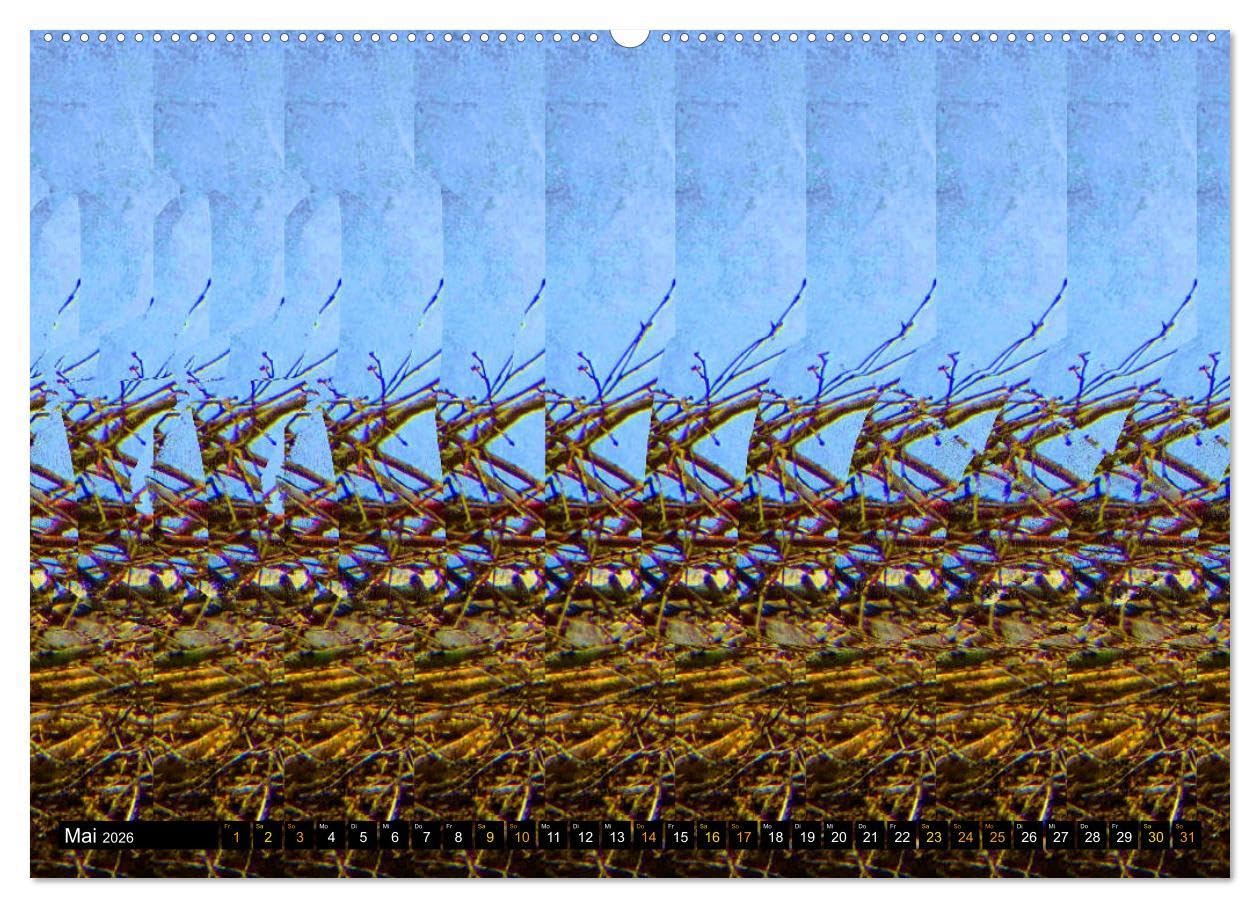 Magische Bilder - 3D Stereogramme (hochwertiger Premium Wandkalender 2026 DIN A2 quer), Kunstdruck in Hochglanz: Fantastische dreidimensionale Raumbilder (CALVENDO Spass)