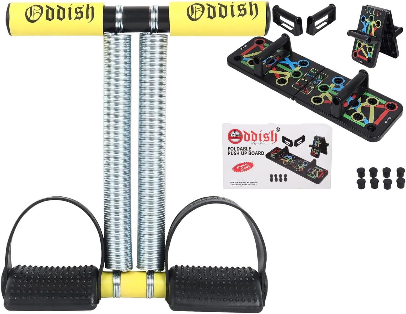 ODDISH; way to fitness Tummy Trimmer Double Spring finger fng Push Up Board Combo Pack for Men & Women - Abdominal Workout for Home & Gym Use