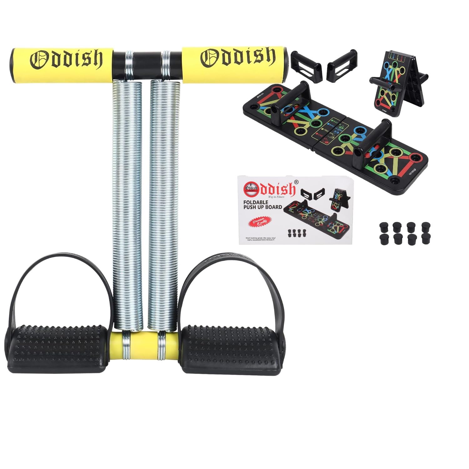 ODDISH; way to fitness Tummy Trimmer Double Spring finger fng Push Up Board Combo Pack for Men & Women - Abdominal Workout for Home & Gym Use