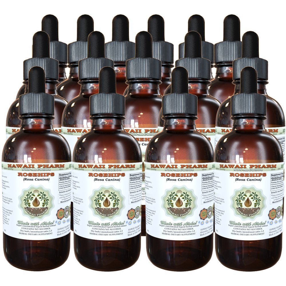 Rose Alcohol-Free Liquid Extract Organic Rosehips Rosa Canina Glycerite Natural Herbal Supplement Hawaii Pharm USA 15x4 fl oz