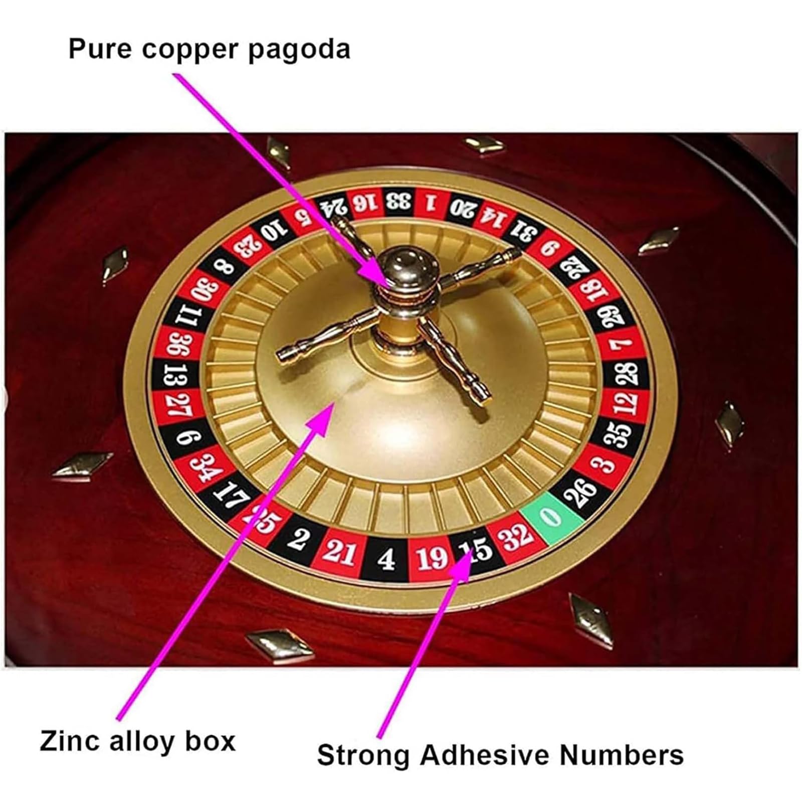 Generico Roulette La Set di Ruote for Roulette in Legno Roulette da 12 Pollici Giochi da Tavolo con Giradischi Europei Giochi da Tavolo for Il Tempo Libero Gioco della Roulette Tavolo