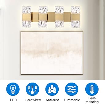 MELUCEE 4 Lights Bathroom Vanity Light Fixtures 3000K Warm Lighting