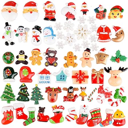 Amazon 60個入 チャーム 手作りアクセサリー クリスマス チャームパーツ ランダムなデザイン 樹脂パーツ デコパーツ ハンドメイド材料 クリスマス雑貨 60個セット チャーム アクセサリートップ 通販