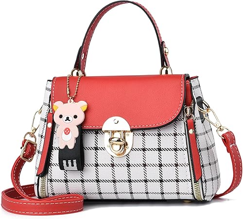 Miniatura 9 de Xiaoyu Bolsos pequeños y bolsos de mano para mujer, de moda para adolescentes, bolso cruzado, bolso ligero de hombro, estampado de cuadros, bandolera