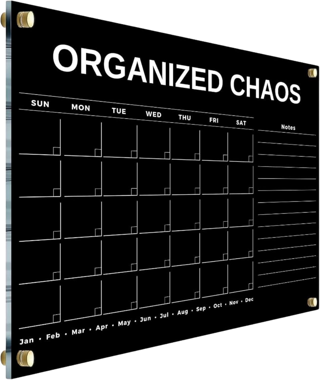 Black Family Name Acrylic Wall Calendar - Personalized Calendar 2026 Horizontal Monthly and Weekly Calendar Last Minute Gift New Home Gift Housewarming Gift
