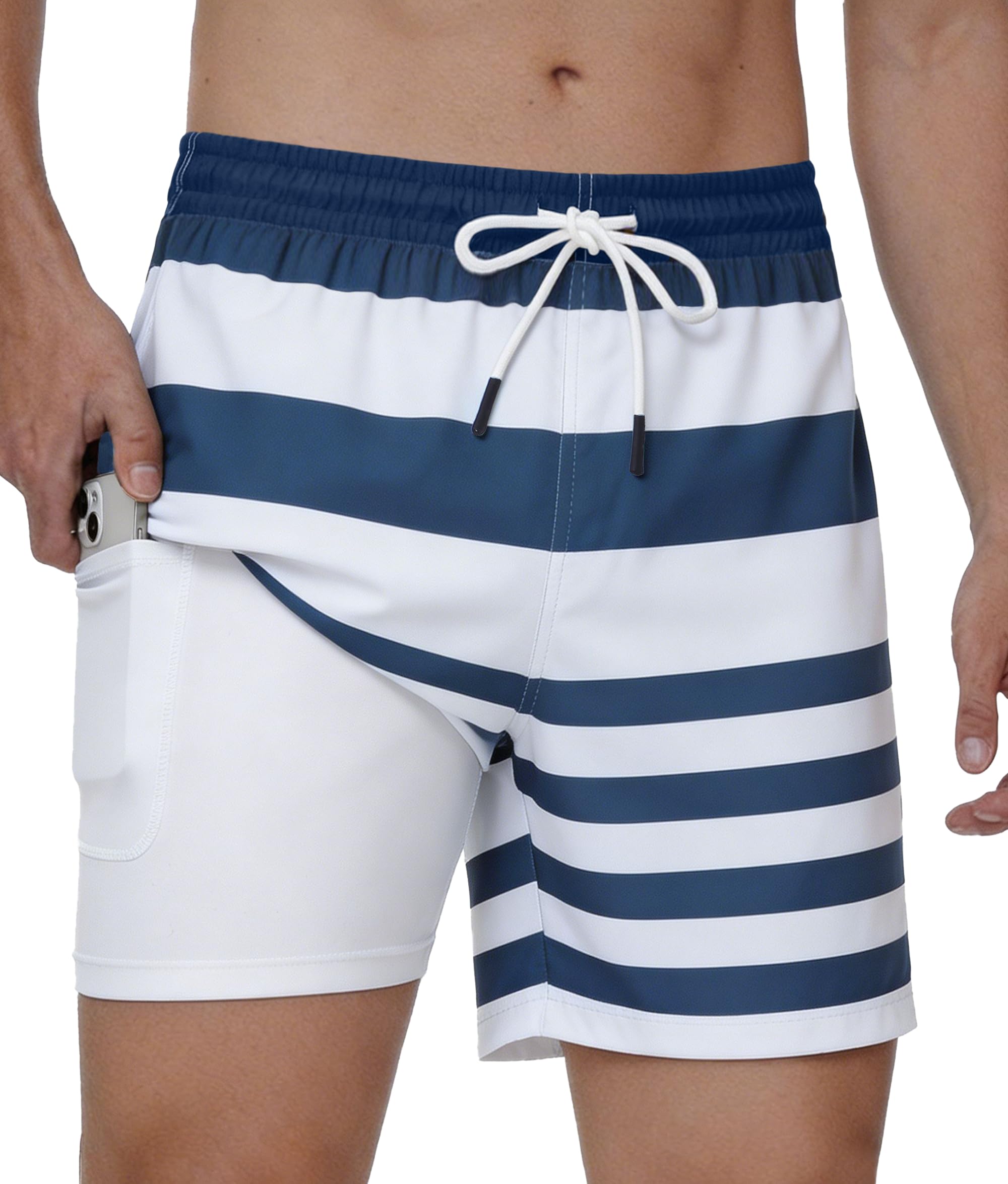 Zoofly Schwimmhose Herren mit Innenhose und 4 Taschen Badehose Männer Schnelltrocknend Atmungsaktiv Badeshorts