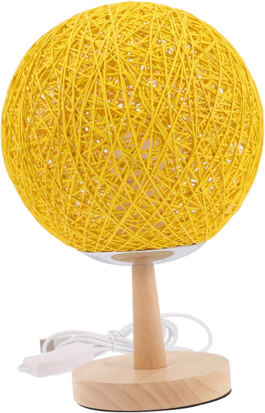 Gadpiparty Rattan Ball Night Lamp Led Boys and Girls Night Light for Bedroom Rattan Table Lamp Decorative Desktop Light for Teenage Girls
