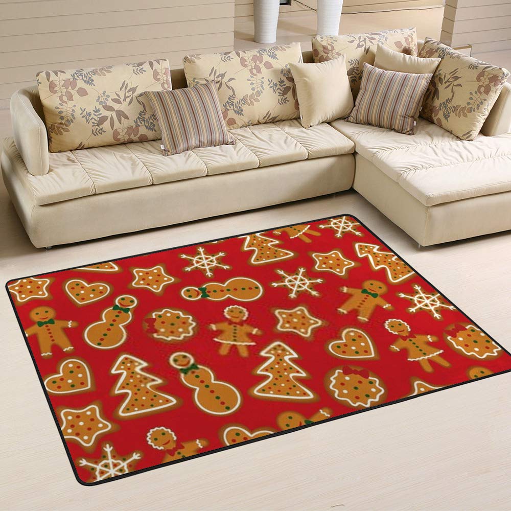 Tapis de Noël bonhomme en pain d'épices rouge Ruchen 182x121 cm