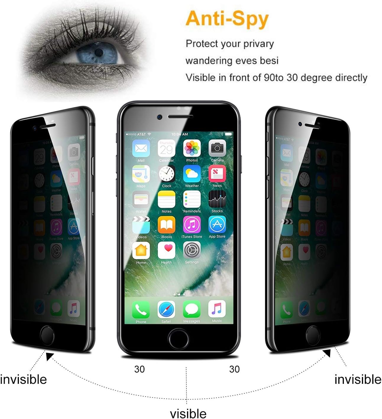 SmartDevil Privacy Screen Protector for Apple iPhone SE /8/7/6s/6 Tempered Glass Anti Peeping Screen Film [Scratch-Proof] [Anti-Fingerprint] [Anti-Glare] [Bubble Free] [Easy Install] (4.7 Inch)