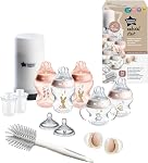 Tommee Tippee Natural Start 12 Piece BPA Free Bottle Set, Includes 2 x 5oz, 3 x 9oz, 1 x 11oz bottles, Newborn 0+ months, Slow, Medium & Thicker Flow Breast-Like Nipples, Cleaning Brush, Clear