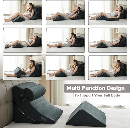 Miniatura 3 de Ganaver 4 almohadas de cuña para dormir, almohadas ortopédicas de cuña para después de la cirugía, almohada triangular de espuma para sentarse en la