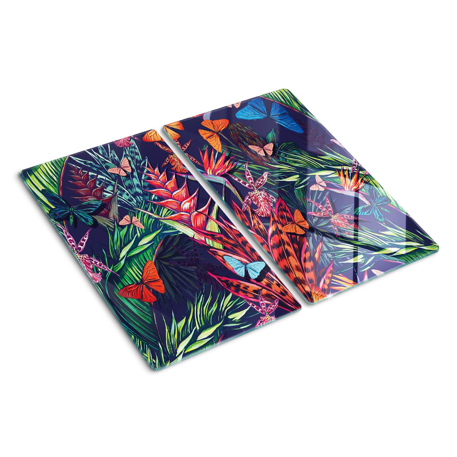 Planche en verre trempé 30x52 cm forêt verte résistante à la chaleur pour cuisine moderne
