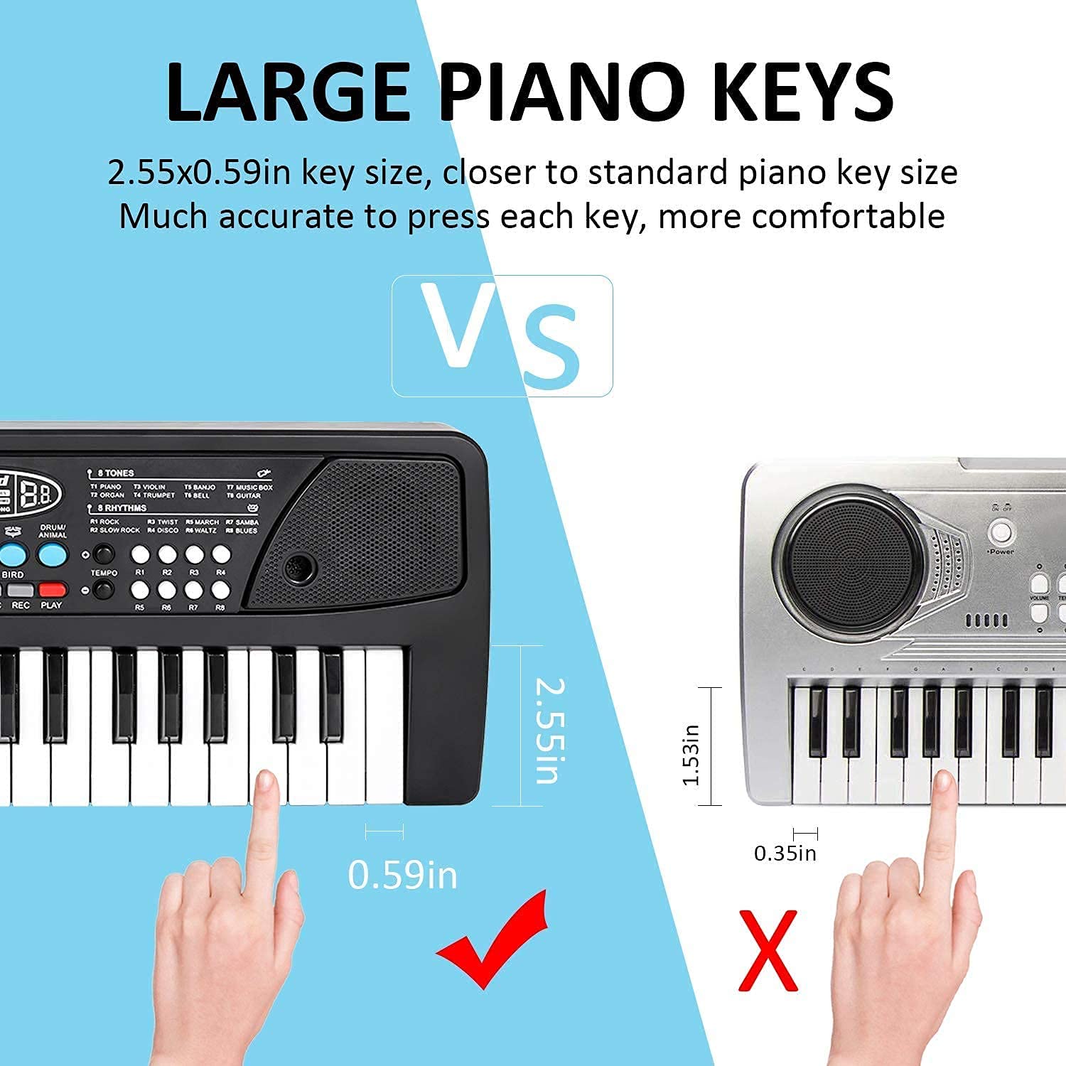 NIYANETAIL Kids Piano Keyboard, Electronic Organ Multi-Function Portable, with Microphone, for Beginners Kid Musical Toys Pianos for Girls Boys Ages 3-8 (37 Key Bigfun Piano for Kids Small) 2