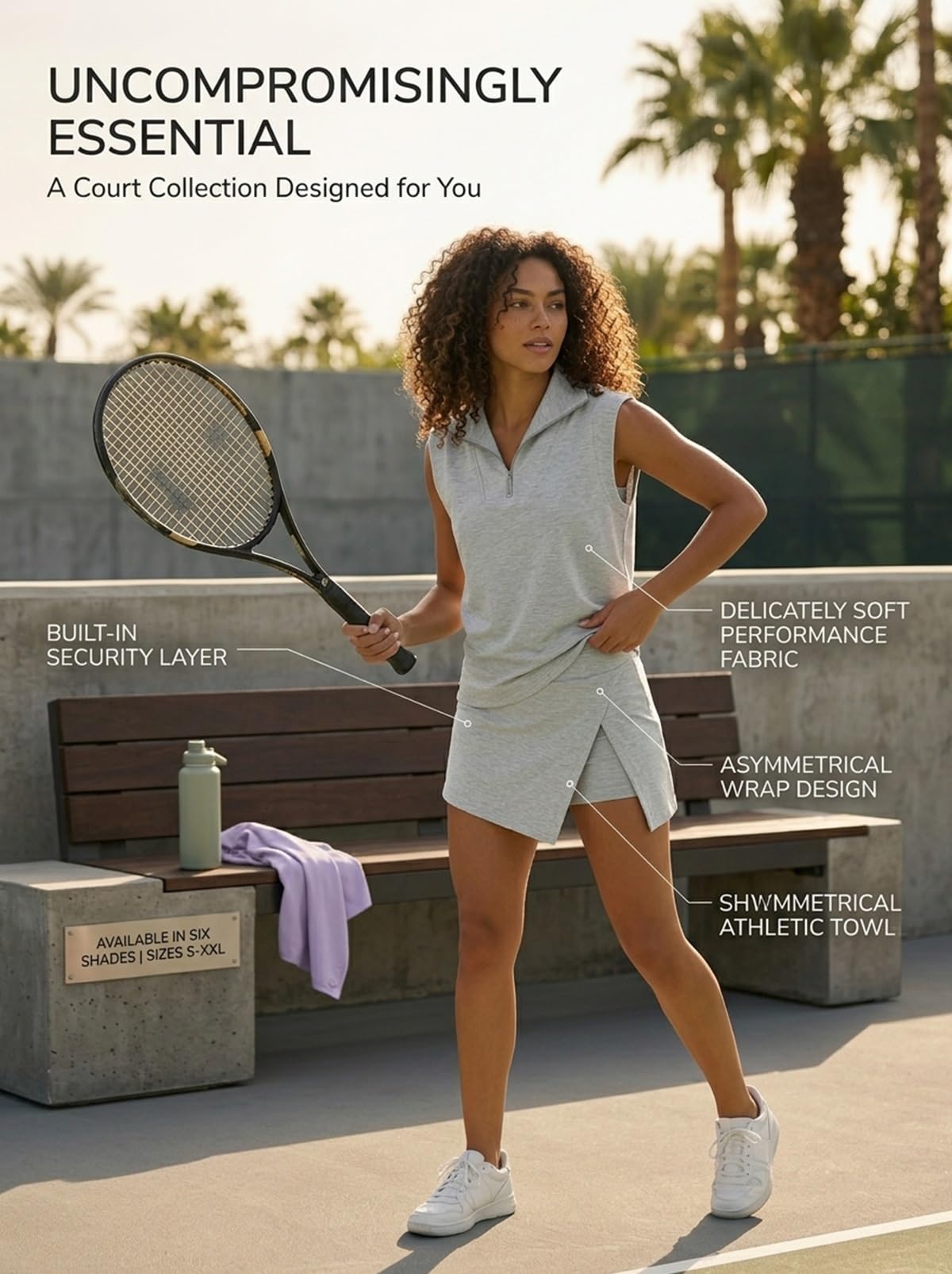 Womens 2 Piece Skirt Sets Summer Sleeveless Half Zip Sweatshirt Athletic Skorts Tennis Outfits Casual Sweatsuits — view 6