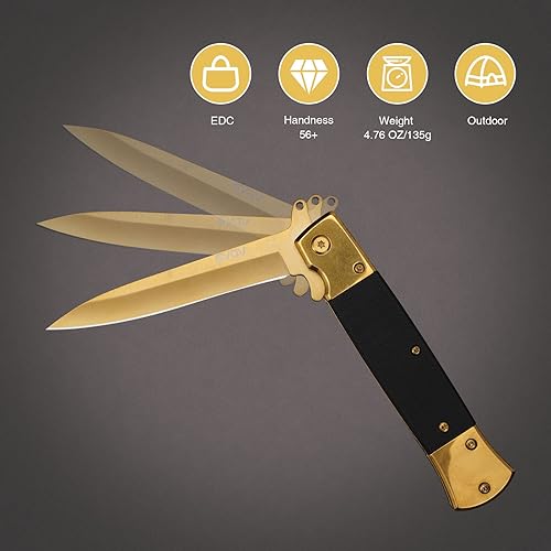 Miniatura 4 de GVDV Cuchillo de bolsillo plegable con mango G10, cuchillo EDC de acero inoxidable 7Cr17 con bloqueo de forro de seguridad, cuchillo de pesca de