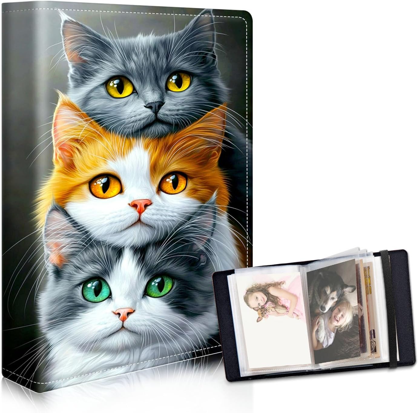 Photo Albums 4x6 Pictures, Highland Cow with Butterfly Large Capacity Leather Cover Photo Book with Clear Pockets, Family Picture Album for Wedding Anniversary Baby Travel