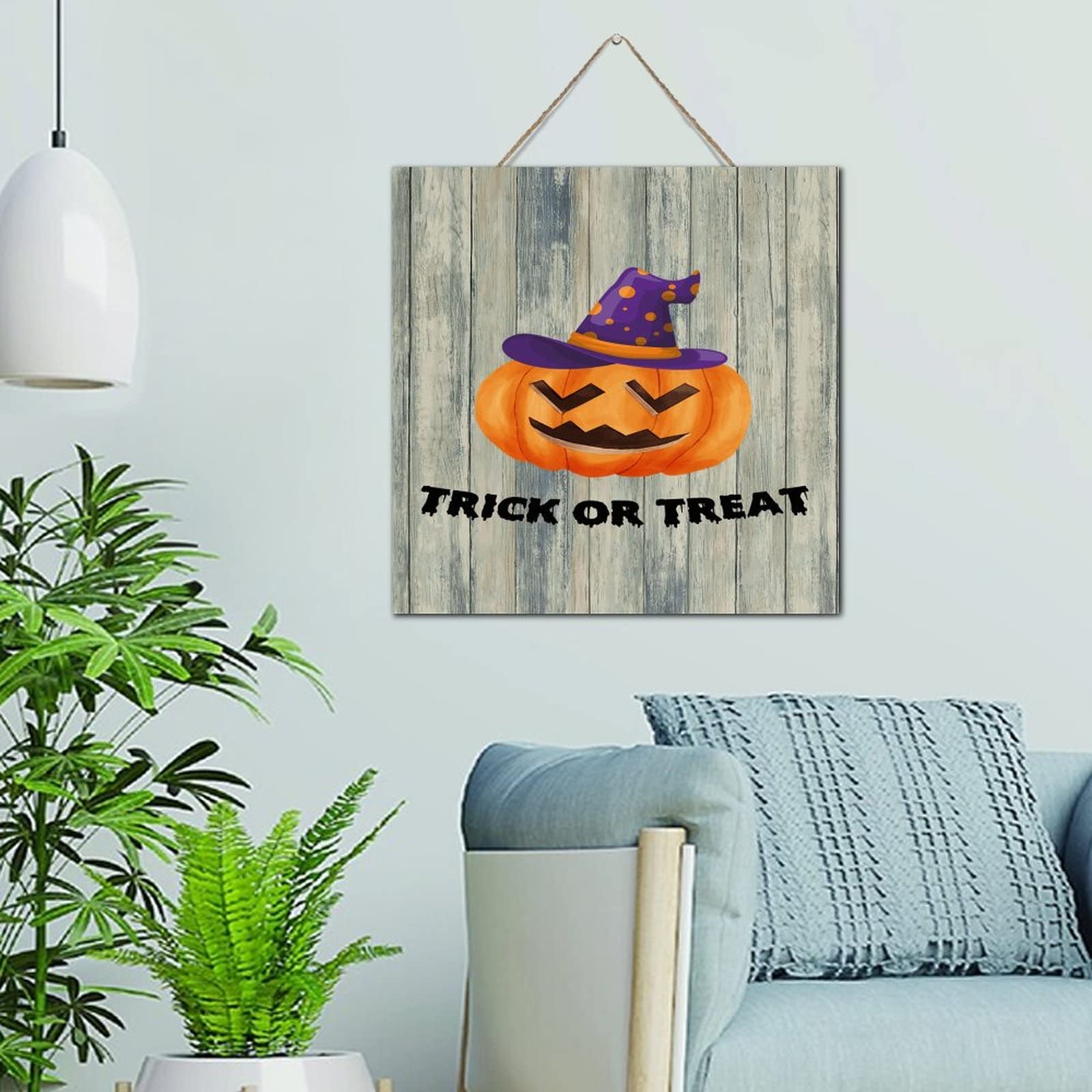 Plaque en bois inspirante pour Halloween - Décoration d'intérieur haut de gamme avec citations