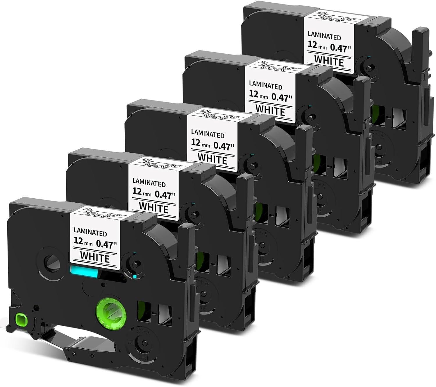 12mm 0.47" White TZE231 Label Maker Tape Replacement for Brother P Touch Label Tape TZe-231 TZ-231, Compatible with Brother Ptouch PT-D210 PT-H110 PT-D220 PT-D400, 5-Pack Pillex