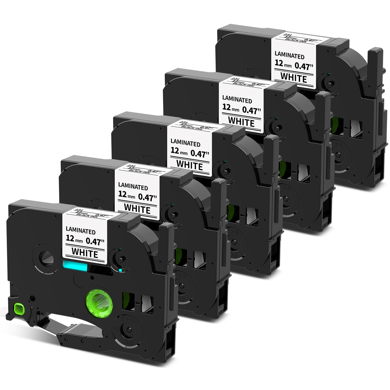 12mm 0.47" White TZE231 Label Maker Tape Replacement for Brother P Touch Label Tape TZe-231 TZ-231, Compatible with Brother Ptouch PT-D210 PT-H110