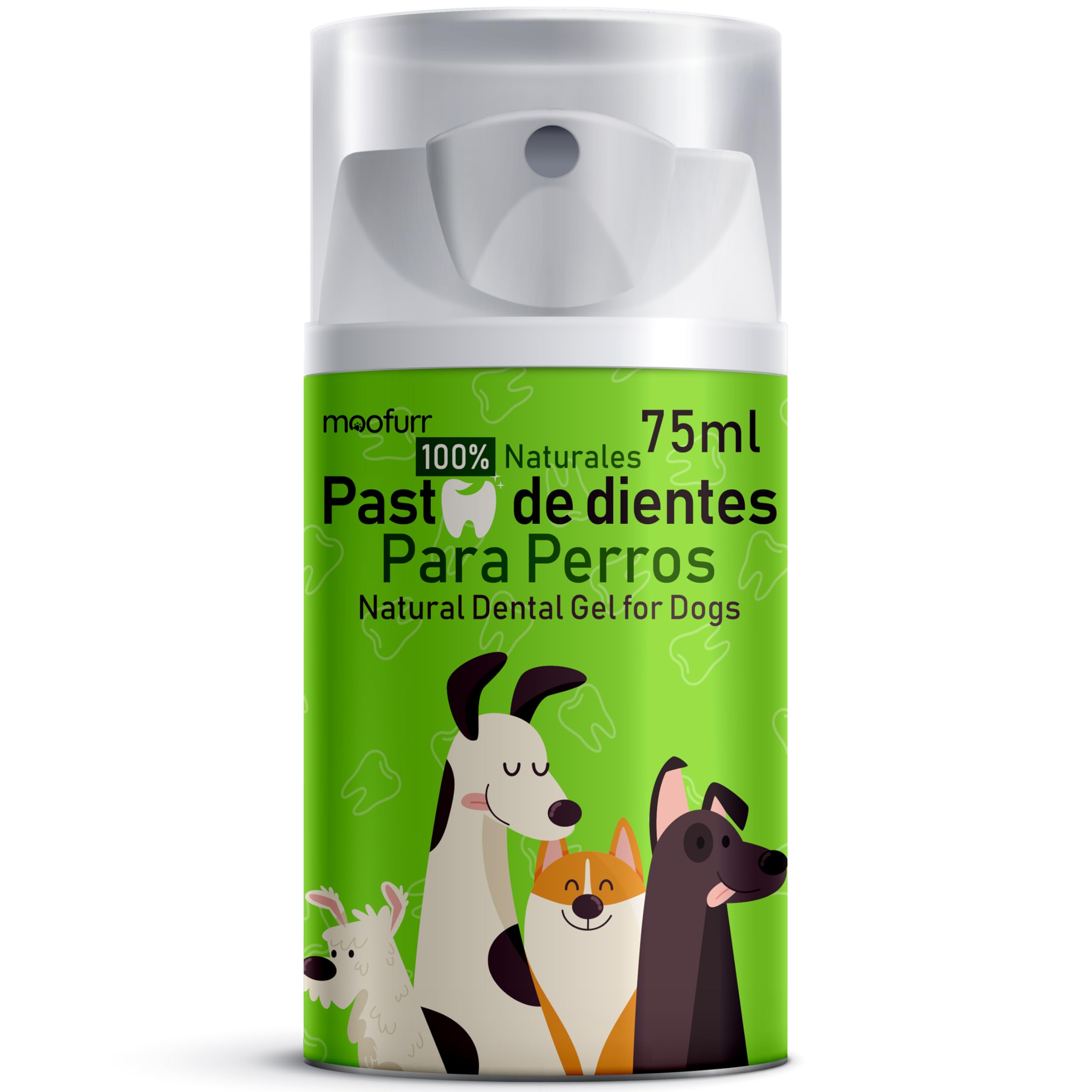 Moofurr Pasta de Dientes para Perros 75ml - Natural Pasta Dental Perros Contra el Sarro, Eliminacion de la Placa - Pasta Dientes mal Aliento Perro Dental Gel