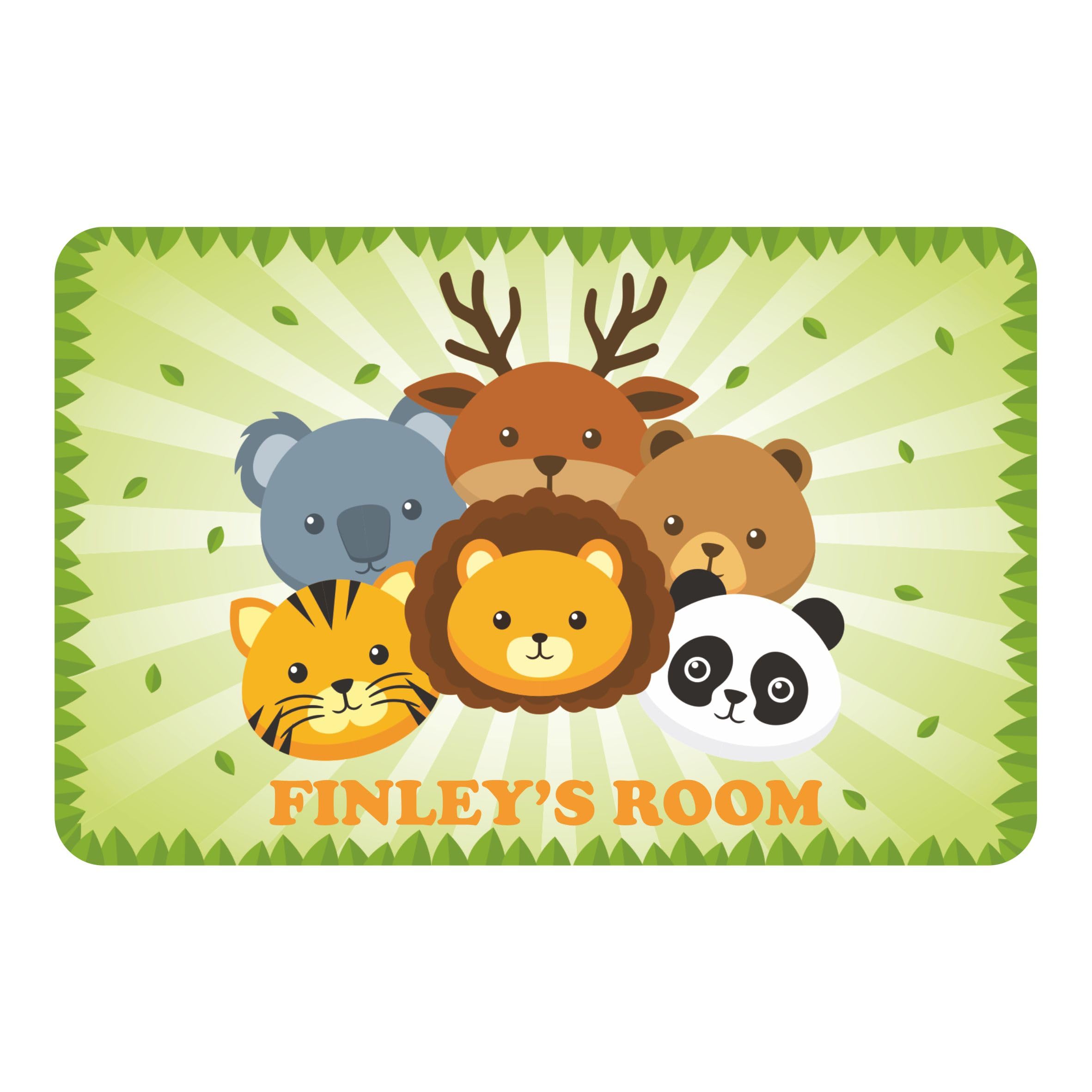 Precision Designs Girls Cute Zoo Animal Heads Kids Bedroom Door Sign Personalised For You - Any Name! Door Plaque,/Boys,Nursery,Decor,Kids Room,Animals