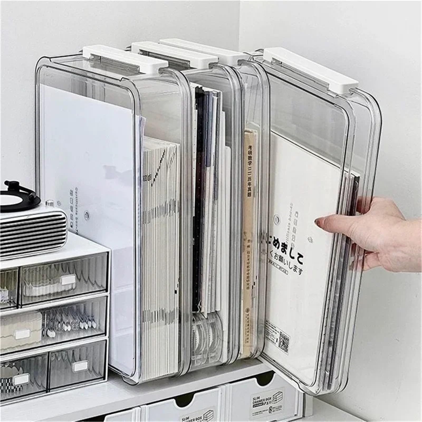 Organizer Trucchi Custodia Porta Carte for Uso Domestico In Acrilico Trasparente for Carta Da Scrivania, Organizer for File A4(L)