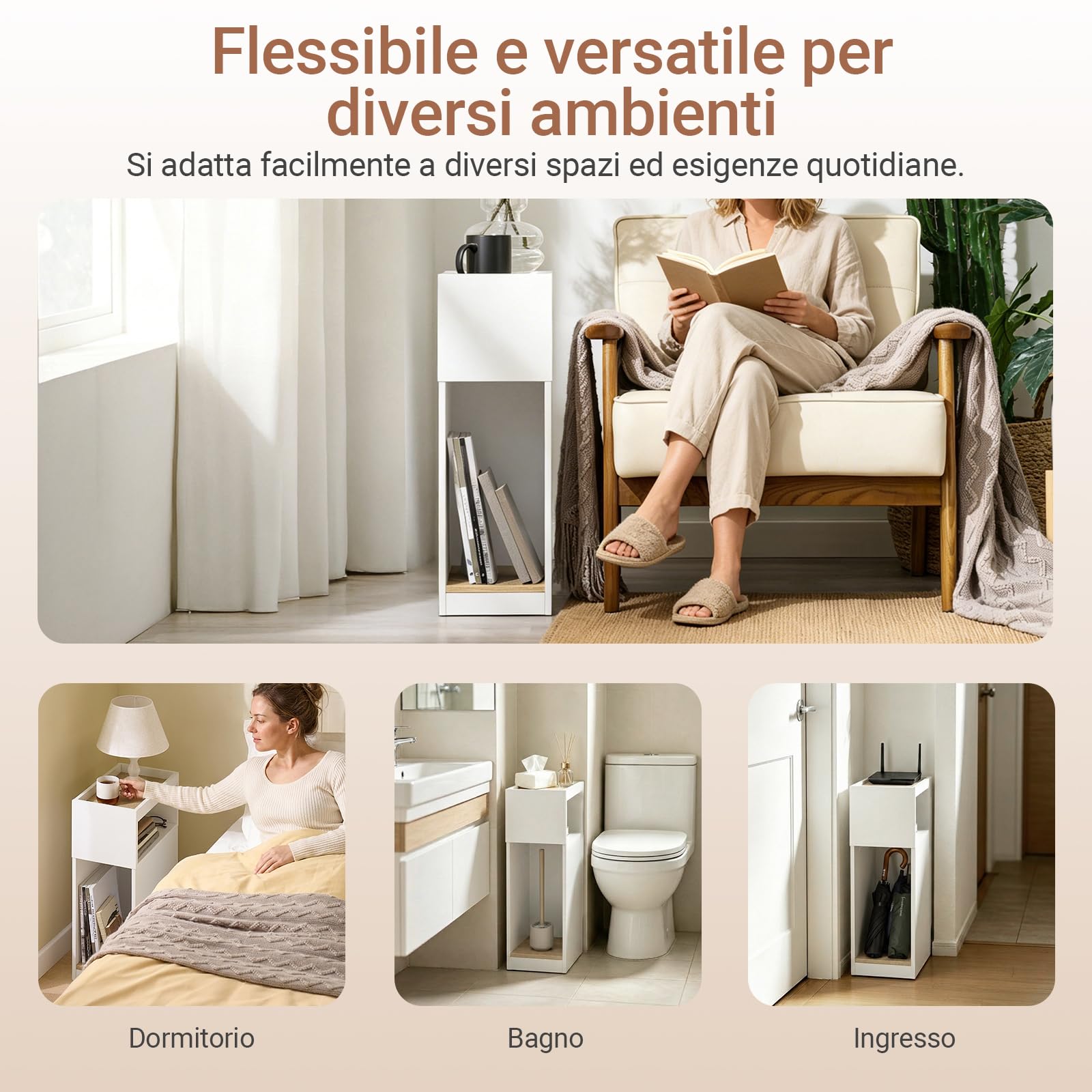 SoBuy set da 2 tavolino salotto stretto con cassetto, comodino camera da letto salvaspazio per piccoli spazi, tavolino divano con vano portaoggetti, 20×35×60 cm, Bianco FBT171-WNx2