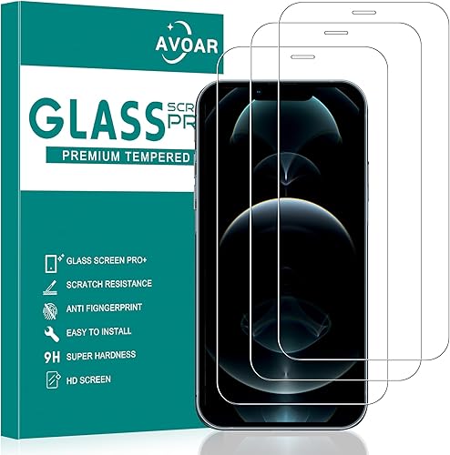 AVOAR Paquete de 3 protectores de pantalla para iPhone 12 Pro Max, protector de pantalla para iPhone 12 Pro Max, 6.7 pulgadas, vidrio templado