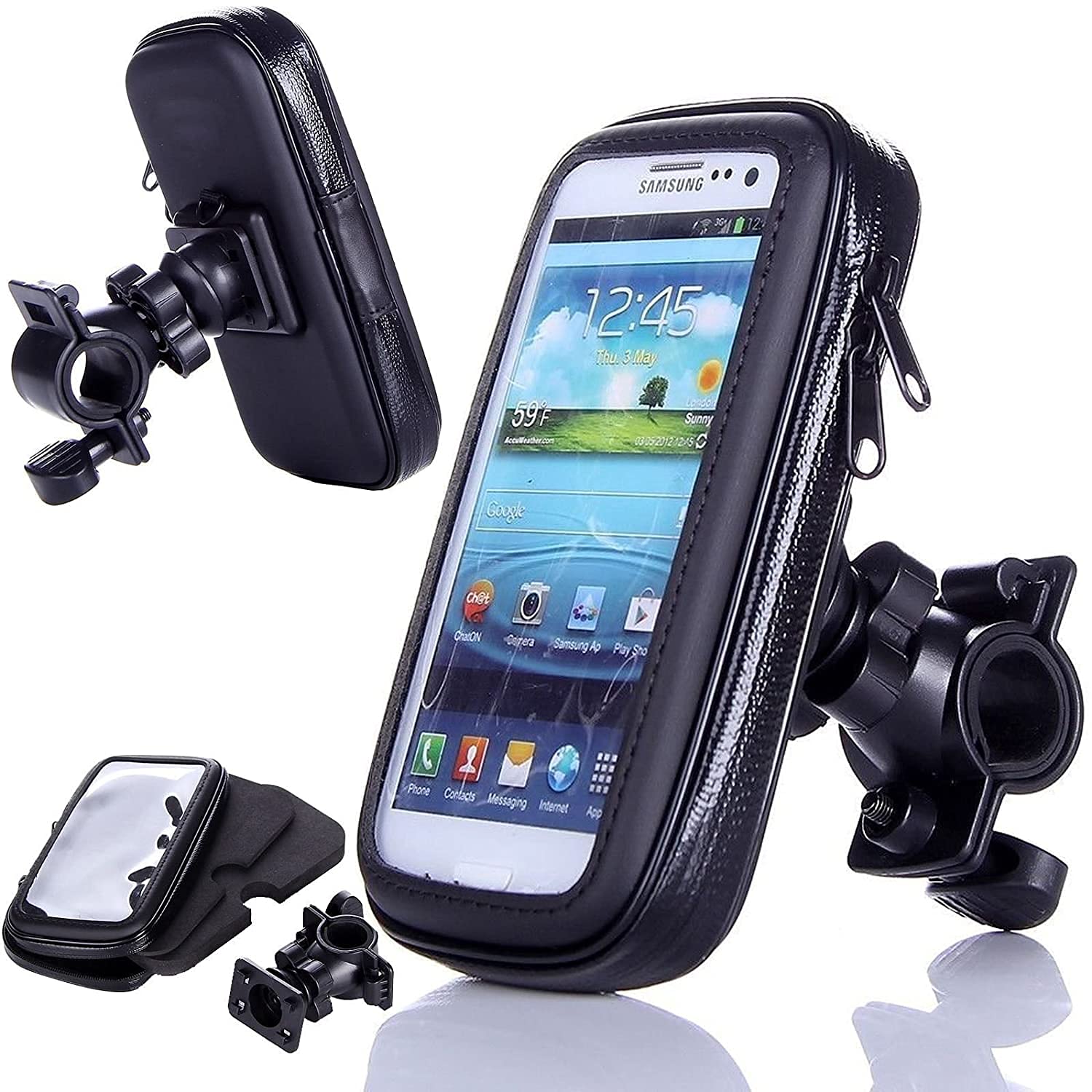 Lista Cycle/Bike Waterproof Zip Pouch Mobile Holder Phone/Mount Poly-Carbonate Plastic 360* Rotation Adjustable