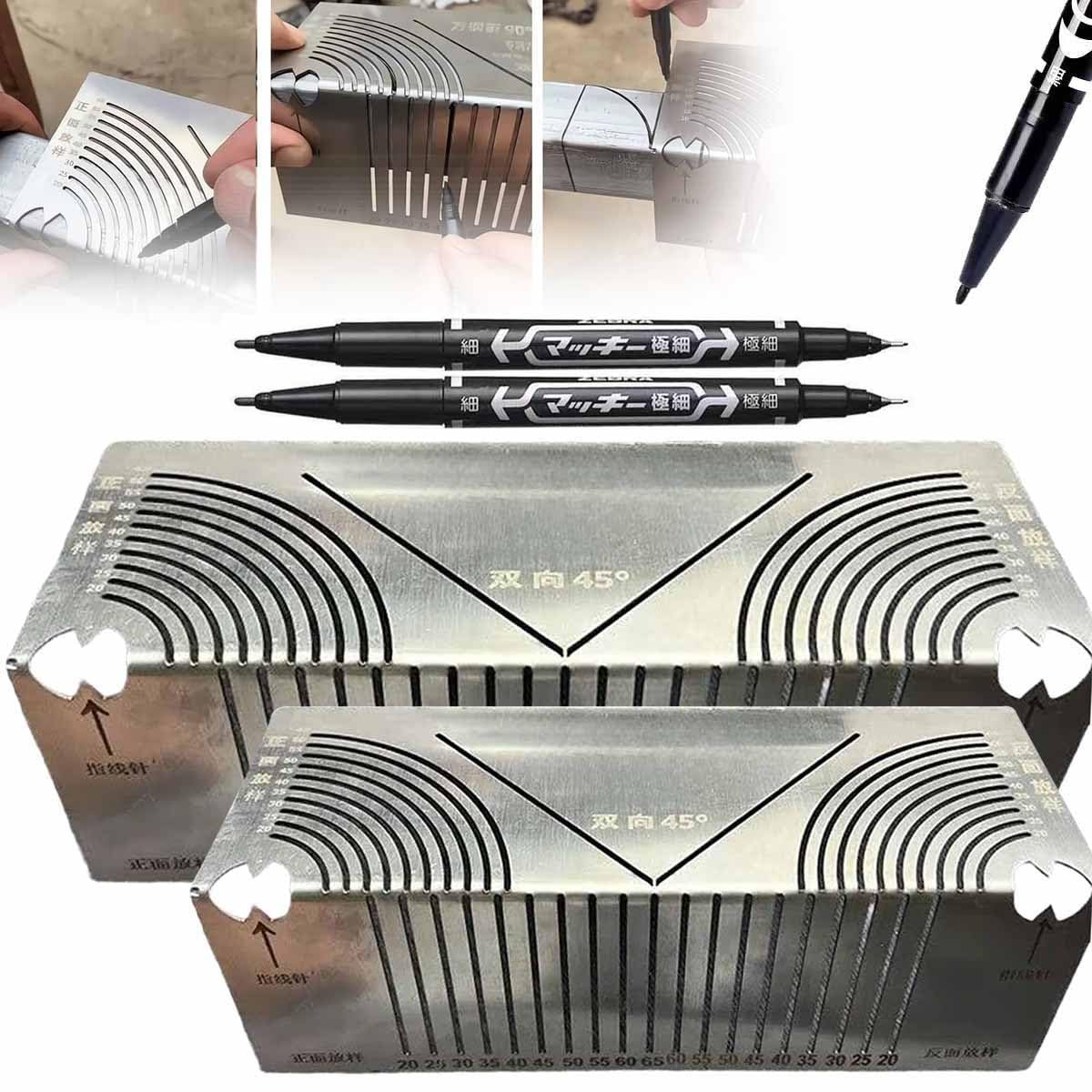 Angle & Arc Marking Tool, Multi-functional Square Tube Bending Tool, 2024 Adjustable Linear Arc Dual-Purpose Scriber, Parallel Line Drawing Tool for Metalworking, Engineering, Construction(2pcs S+L)