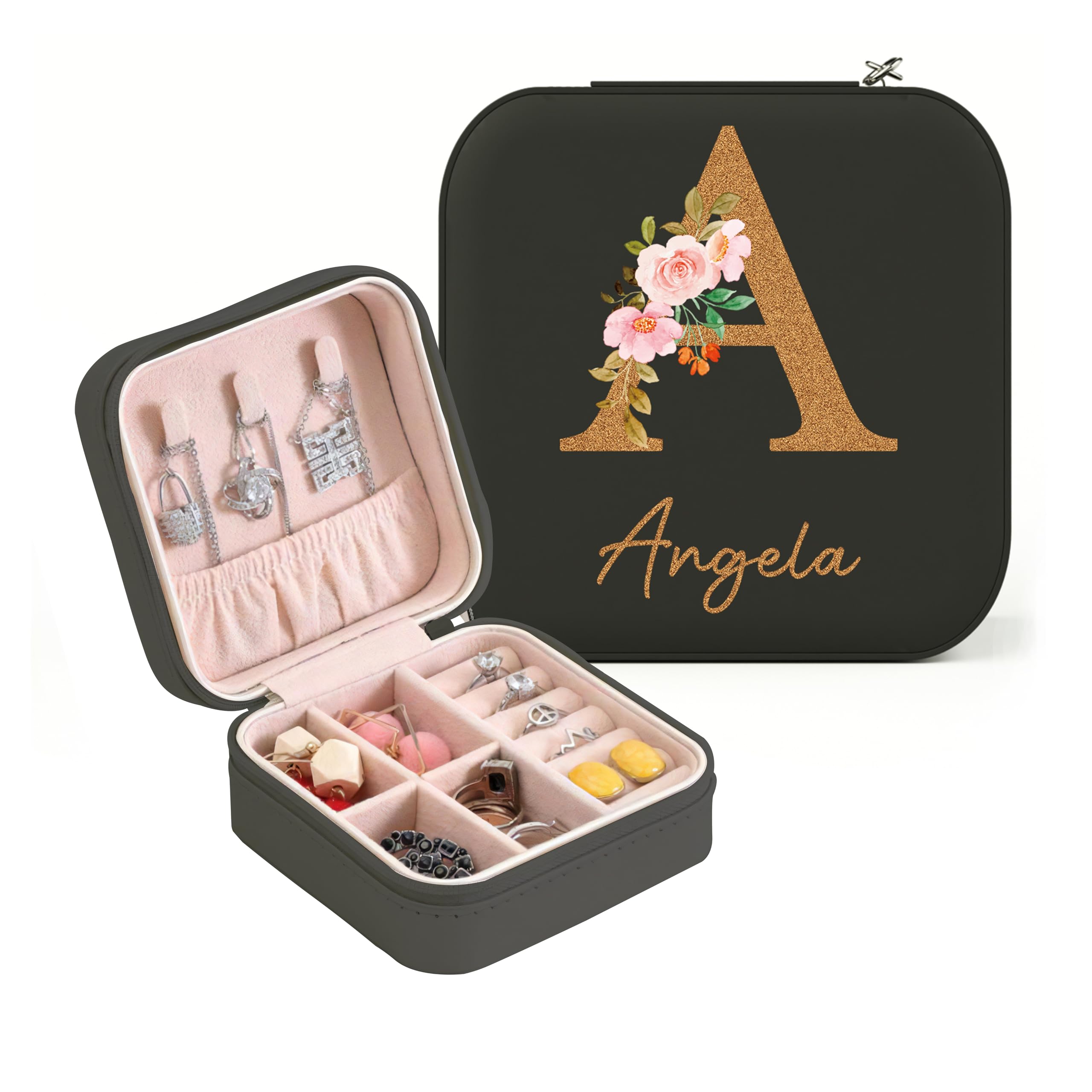 1 pezzo Scatola portagioie da viaggio per damigella d'onore Scatola portagioie personalizzata da viaggio Scatola verde salvia Regalo per damigella d'onore Scatola personalizzata con nome | SHEIN ALIA