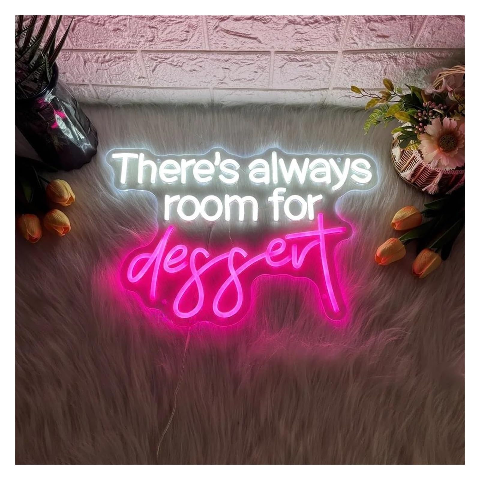 Decoración Lámparas There's Always Room For Dessert Letrero De Neón Luz LED Regulable Para Pastelería Restaurante Postres Café Decoración De Pared 17.72inx12in