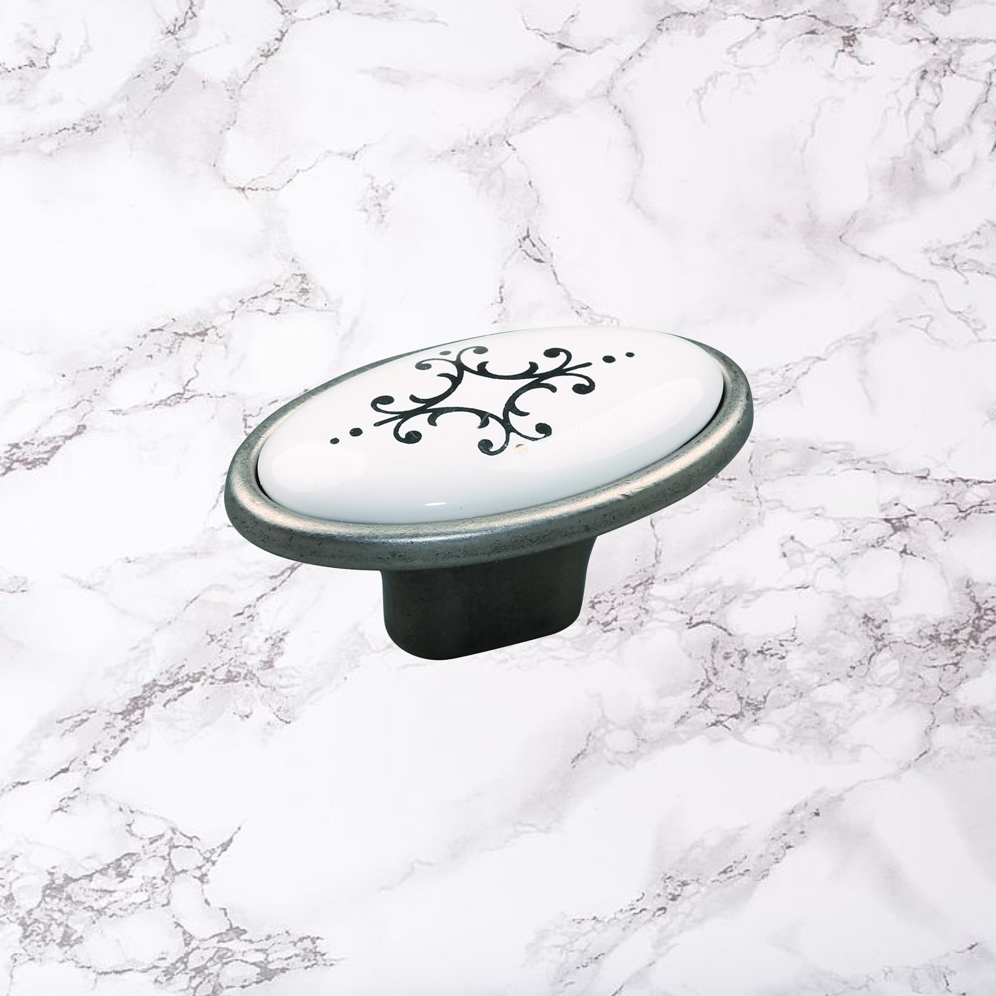 Image secondaire de Bouton de Tiroir en Porcelaine Céramique Vintage - 58 mm