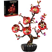 Plum Blossom Building Set, Artificial Flower Bonsai Model Kit for Adults, Creative Botanical Collection, Home Office Desk Decor, DIY Craft Kit, Birthday Gifts 599 Pcs