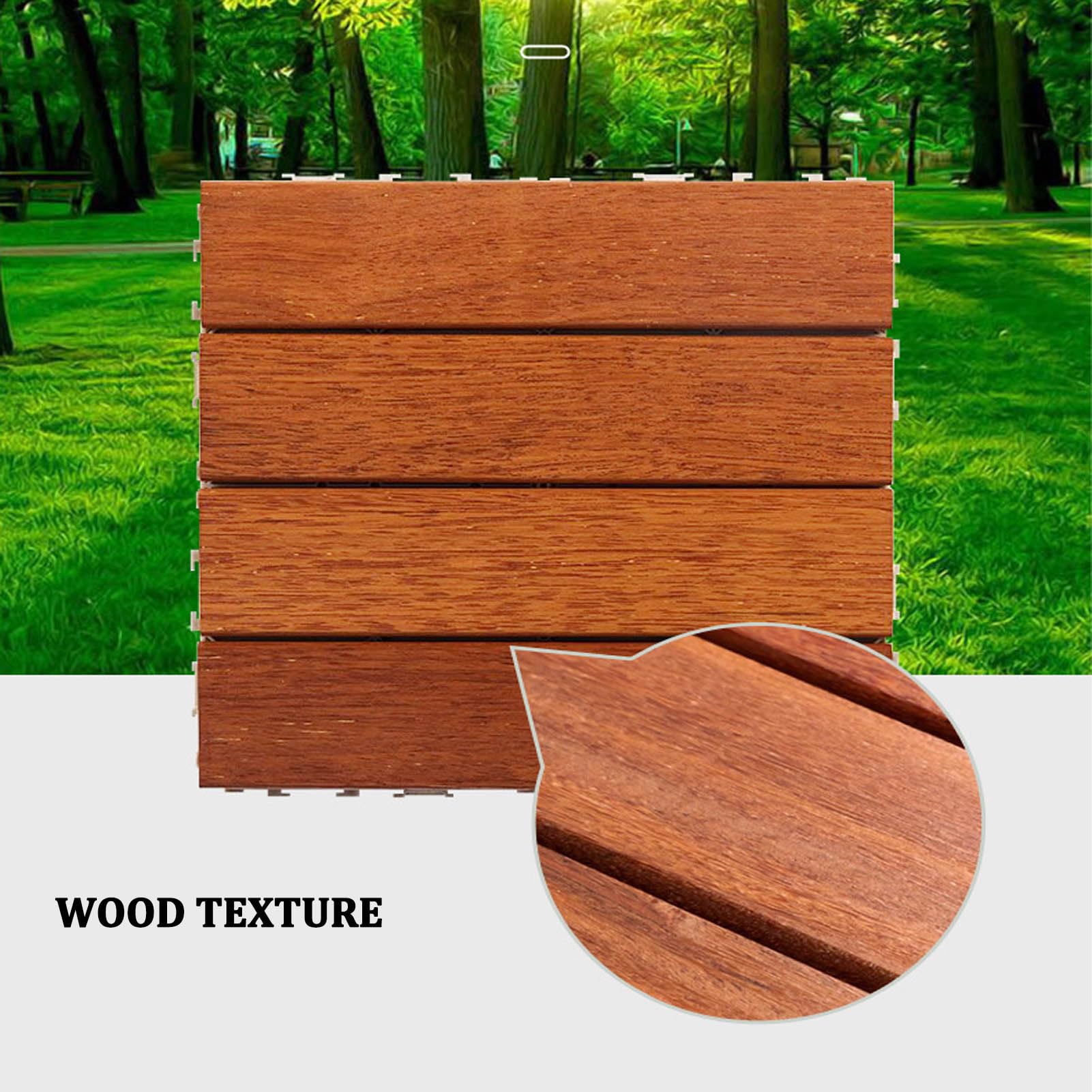 WPC Fliesen 30 x 30 cm Terrassenfliesen Klicksystem Fliese Holzoptik Bodenbelag Klickfliesen Terrasse Balkon 30x30cm 11pcs