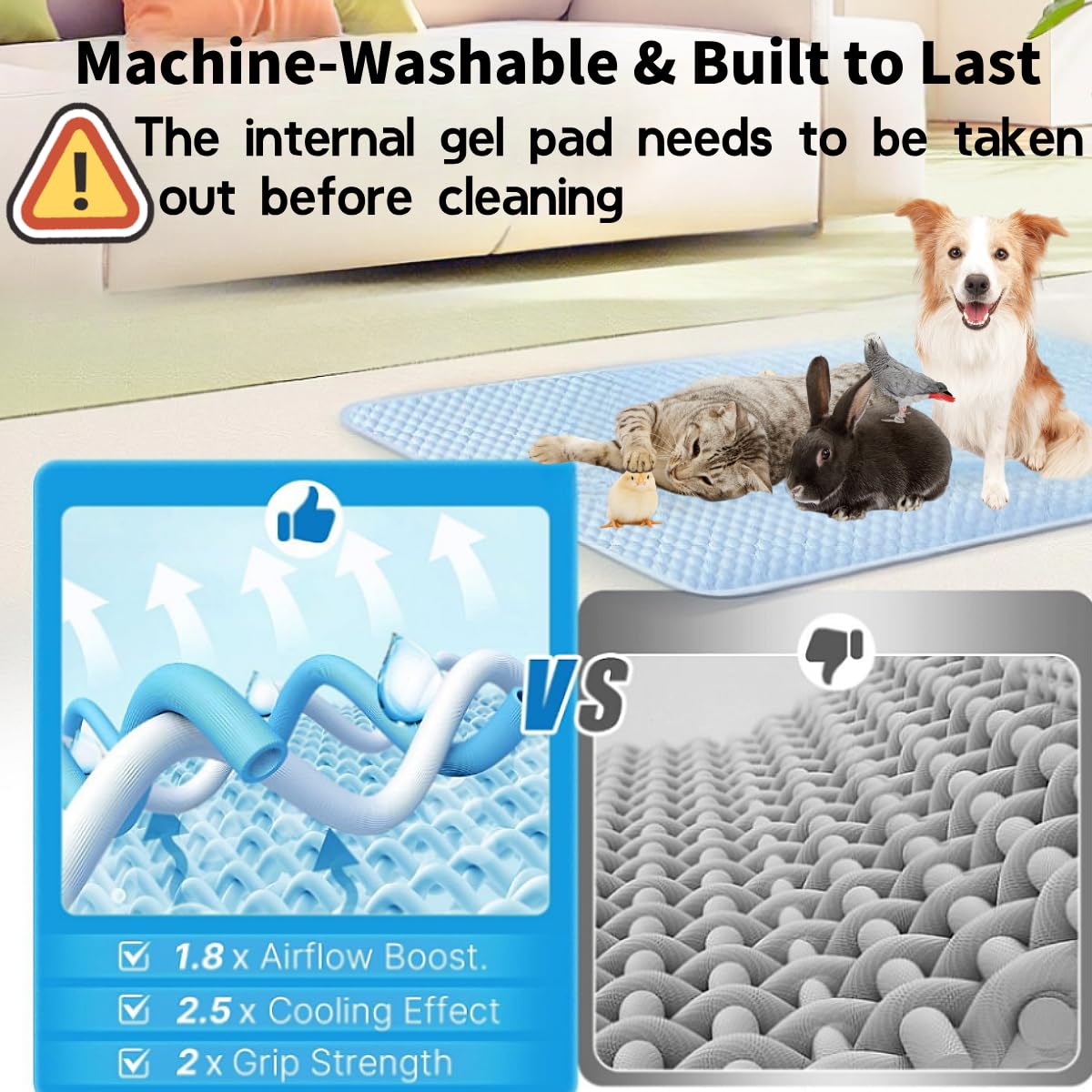 Cat Cooling Mat-Pet Cooling Pad with Built-In Gel Laye Reusable Machine Washable and Portable for Indoor Outdoor with Non-Slip Bottom Non-Toxic for cats small dogs Summer use (Blue - Image 4