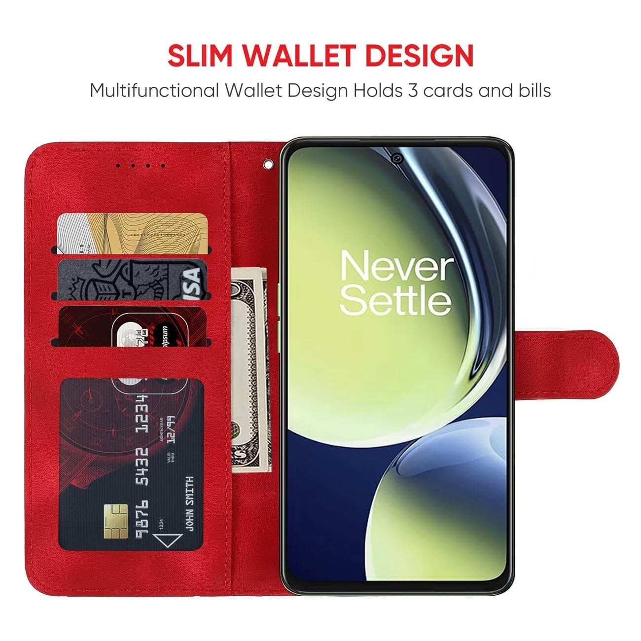 Wanyuexes Case for OnePlus Nord N30/OnePlus Nord CE 3 Lite 5G/Oppo K11X Wallet Case with Tempered Glass Screen Protector - Image 2