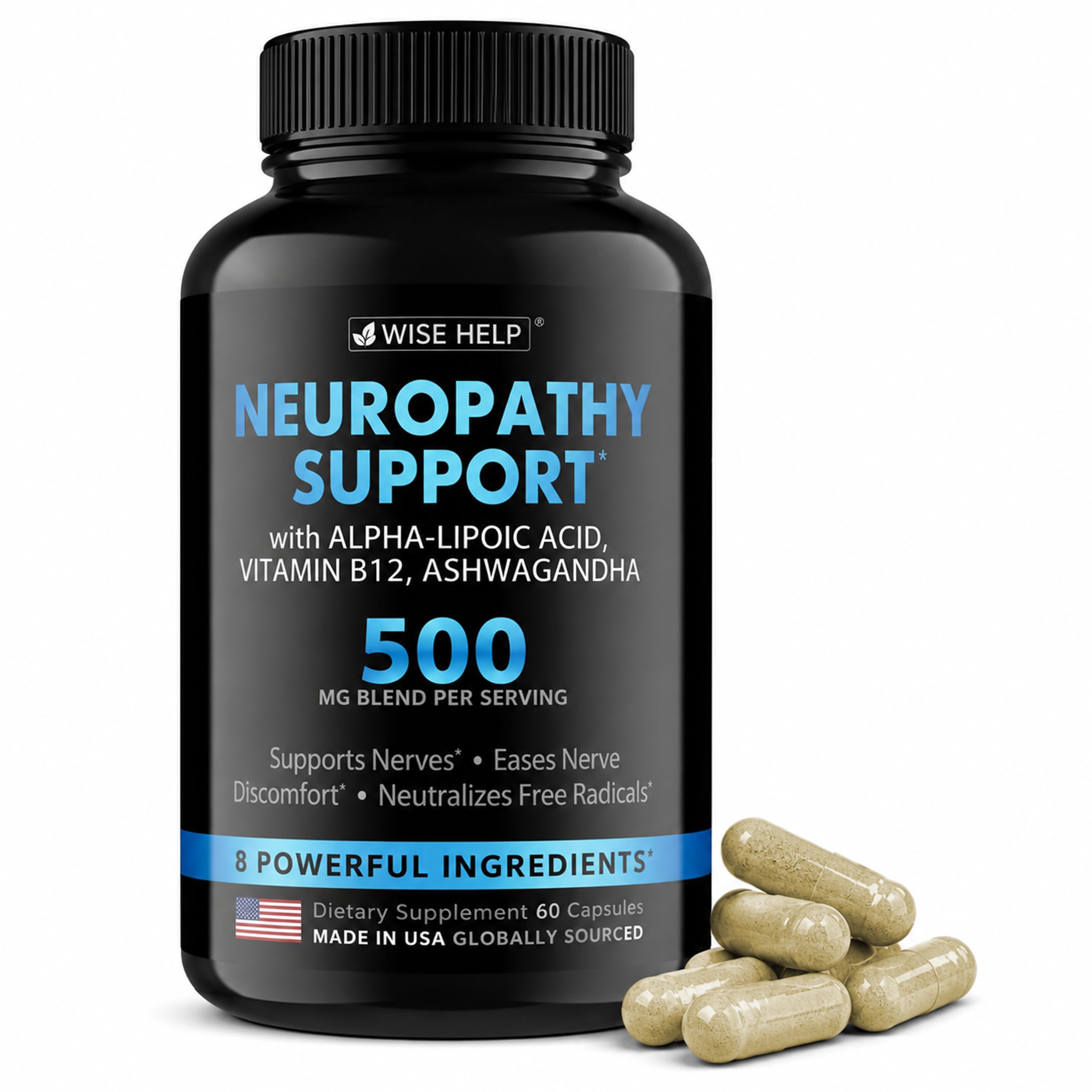 Wise Help Neuropathy Supplement, Alpha Lipoic Acid Nerve Support, 1-Pack