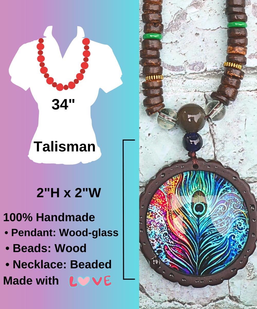 Collar con cuentas bohemias para mujer con colgante largo de madera para mujer, collar de madera de DREMINOVA, Madera, Cuentas,