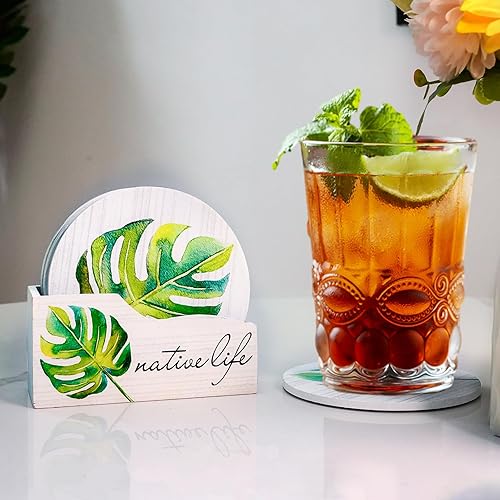 Miniatura 2 de WISHTLONE - 6 posavasos de madera para bebidas con soporte, adecuados para todo tipo de tazas, posavasos mágicos para proteger la mesa, posavasos