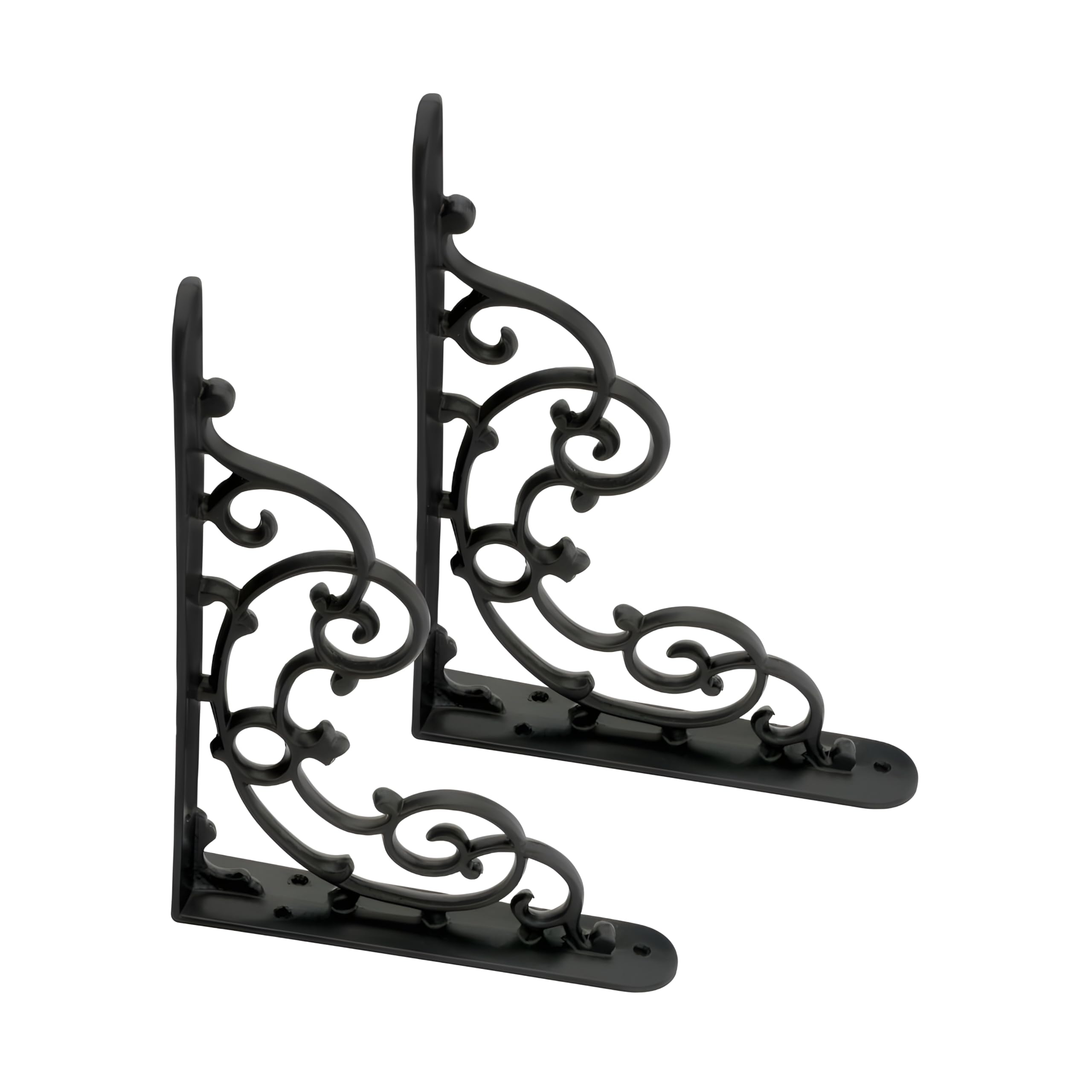 Metal Handcrafted Shelf Bracket for Floating Shelves Decorative L Angle Shaped Corner Brace Joint Heavy Duty Wall Mounted Supporter Corner Brace Holder (Black, 11 inch (28 cm))-image-26