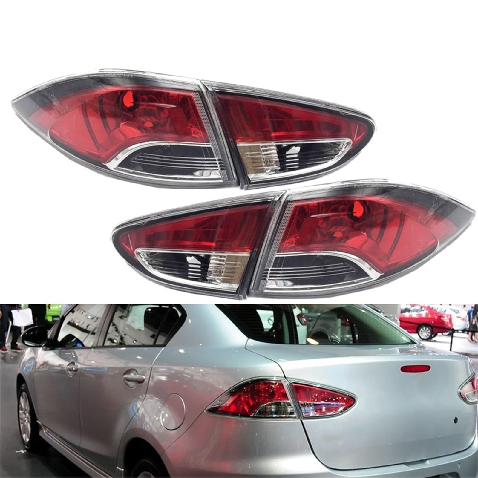 Lampa tylna zespolona Dla Mazda 2 M2 Sedan 2008-2012 Tylne światło samochodu Tylne światło hamowania Tylne światło ostrzegawcze Światło stopu Brak żarówki(Left Outside)