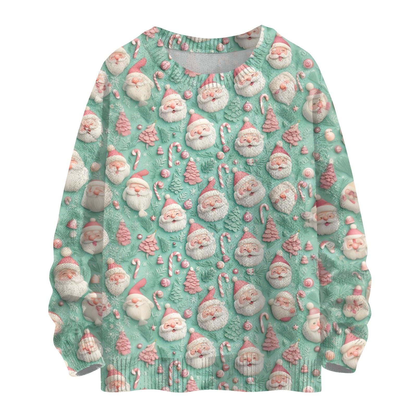 Womens Cute Ugly Christmas Sweater Cute Xmas Crewneck Winter Holiday Parties Tops Cable Knit Cozy Vacation T Shirt