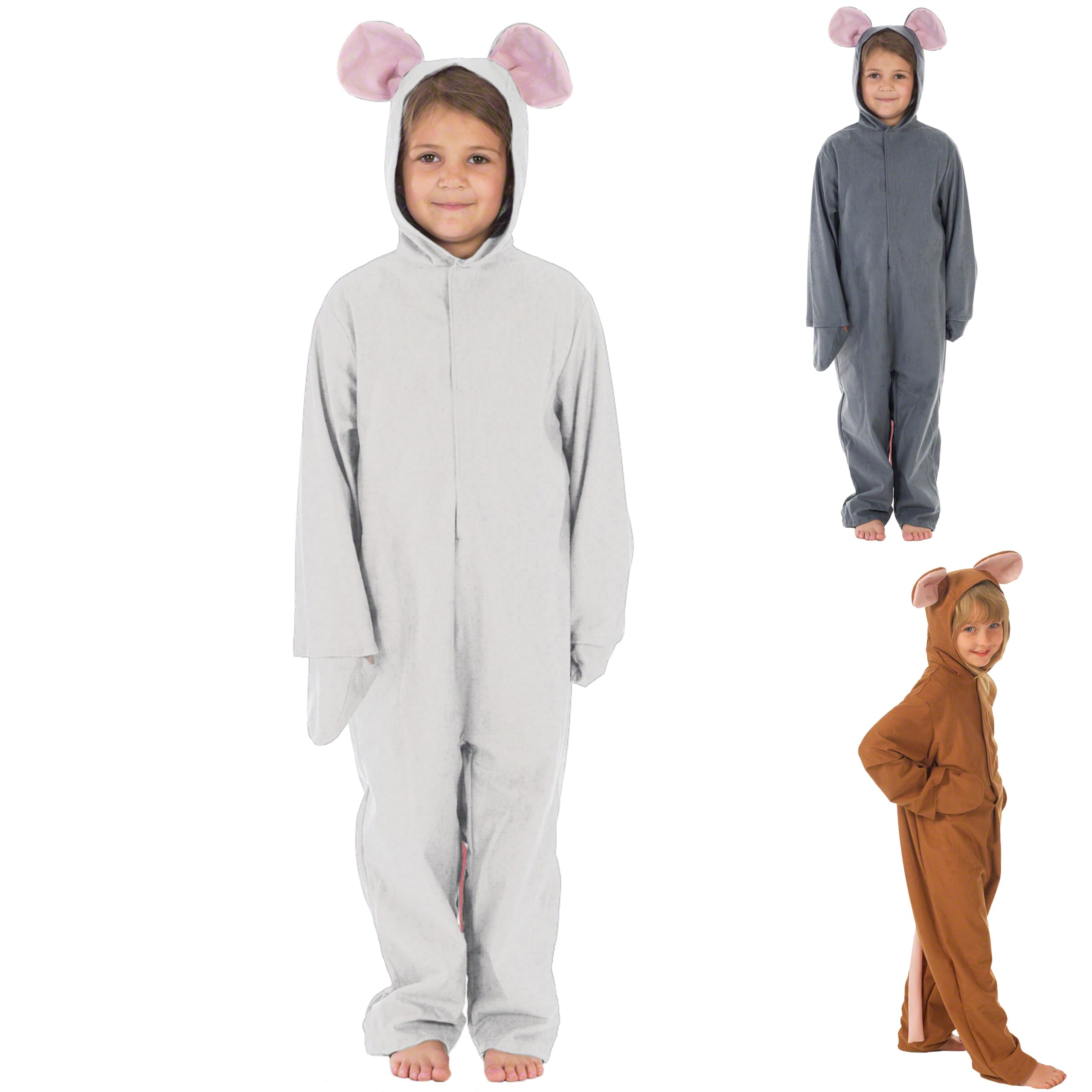 Charlie Crow Mouse Costume for kids Grey, Brown and White | Four Sizes | 3-11 Years